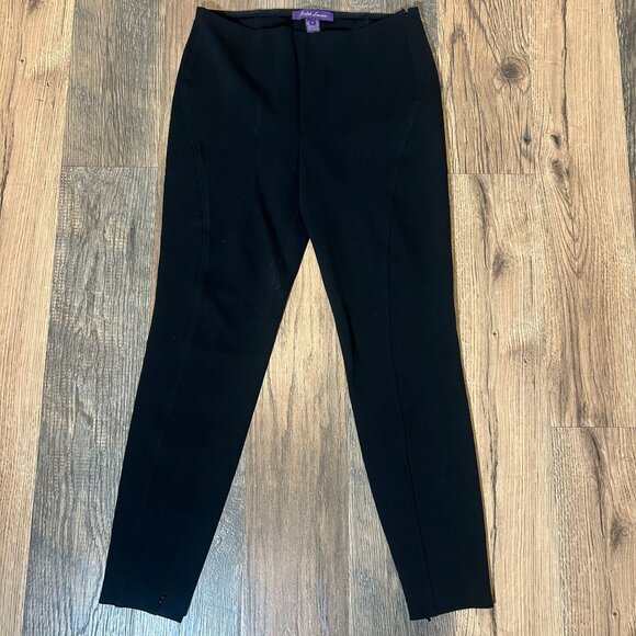 Ralph Lauren Purple Lable Ponte Ankle Zip Black Pants Size 12 - Picture 1 of 3